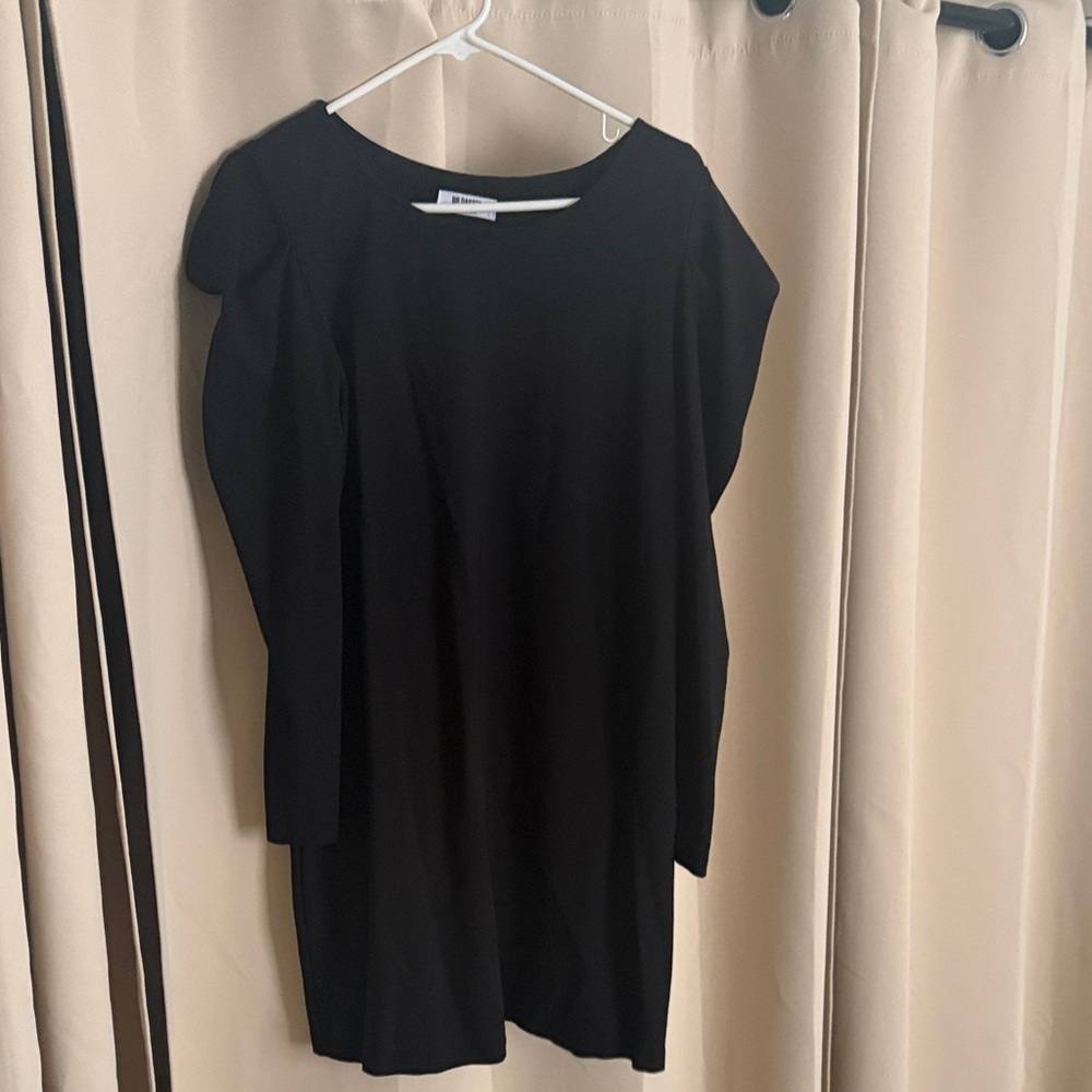 BB Dakota Black Shift Dress with puff shoulders
